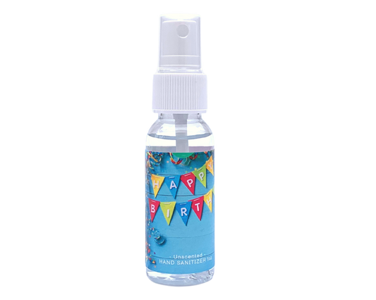 Hand Sanitizer Party Favor - Happy Birthday Flags - with Aloe & Essential Oils by Sunshine & Sanitizer
