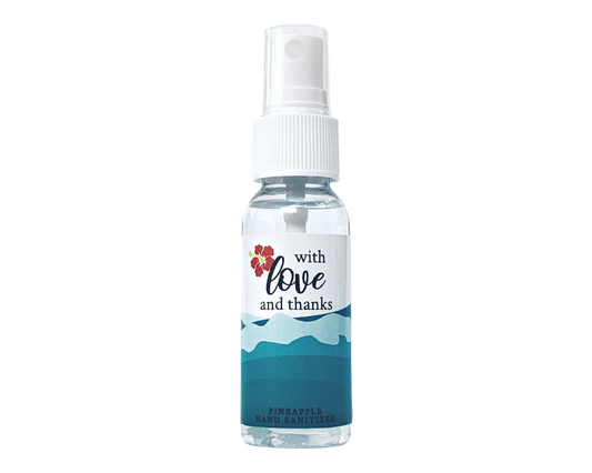 Hand Sanitizer Party Favor - Ocean Hibiscus - With Love and Thanks - with Aloe & Essential Oils by Sunshine & Sanitizer