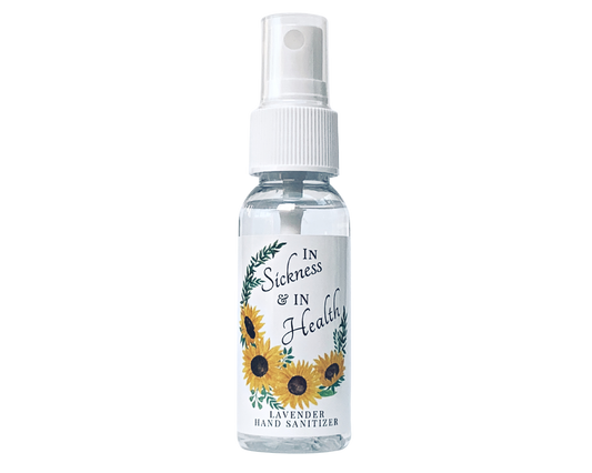 Hand Sanitizer Party Favor - Sunflower Wreath - In Sickness & In Health - with Aloe & Essential Oils by Sunshine & Sanitizer