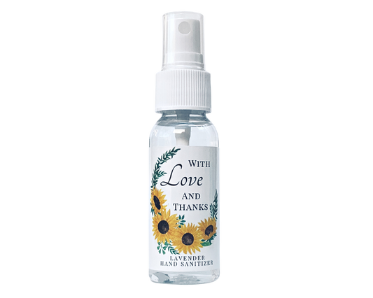 Hand Sanitizer Party Favor - Sunflower Wreath - With Love and Thanks - with Aloe & Essential Oils by Sunshine & Sanitizer