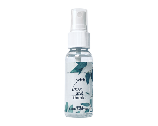 Hand Sanitizer Party Favor - Eucalyptus Leaves - With Love and Thanks - with Aloe & Essential Oils by Sunshine & Sanitizer