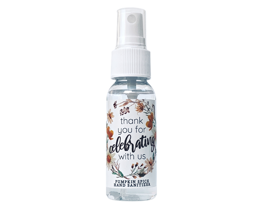 Hand Sanitizer Party Favor - Fall Flowers - Thank You For Celebrating With Us - with Aloe & Essential Oils by Sunshine & Sanitizer
