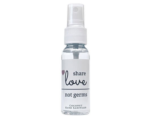 Hand Sanitizer Party Favor - Share Love Not Germs - Heart - with Aloe & Essential Oils by Sunshine & Sanitizer