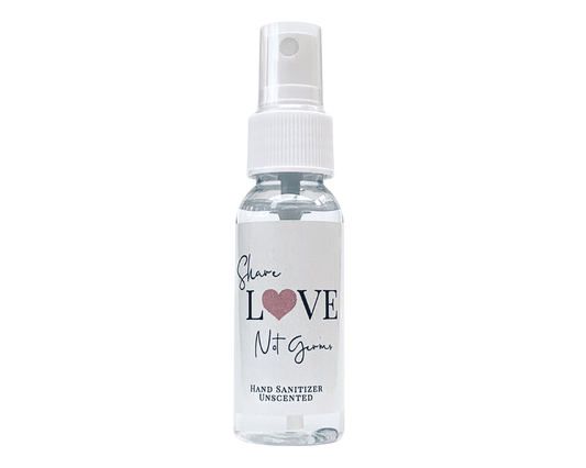Hand Sanitizer Party Favor - Share Love Not Germs - with Aloe & Essential Oils by Sunshine & Sanitizer