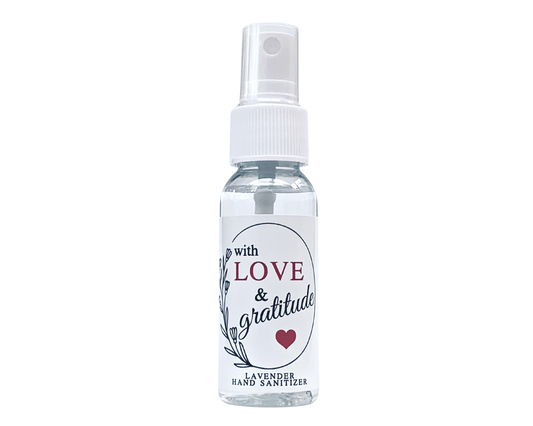 Hand Sanitizer Party Favor - With Love and Gratitude - Heart - with Aloe & Essential Oils by Sunshine & Sanitizer