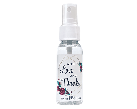 Hand Sanitizer Party Favor - With Love and Thanks - Red Roses - with Aloe & Essential Oils by Sunshine & Sanitizer